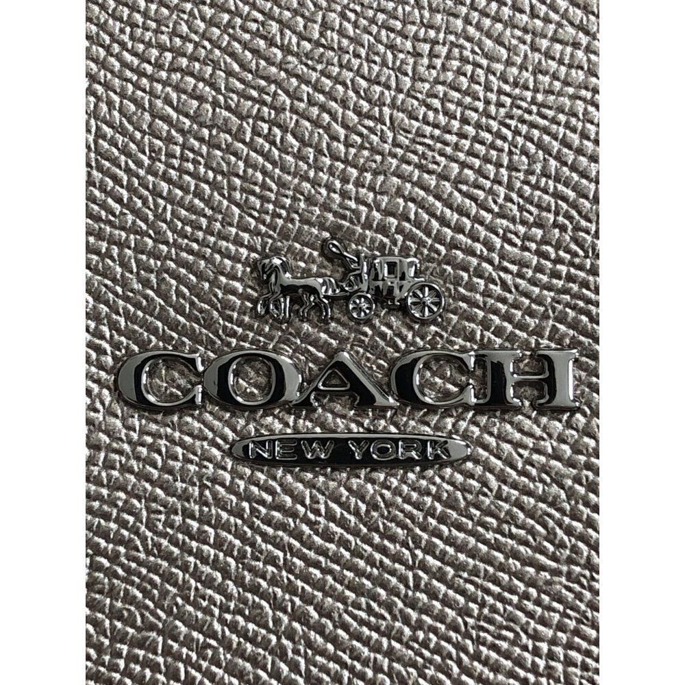 COACH Zip Top Tote Bag Metallic Crossgrain Leather F88067 - Picture 4 of 5